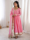 Tabby organza Silk with Original Mirror Hand Work with gotta Patti lace Salwar Kameez