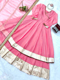 Tabby organza Silk with Original Mirror Hand Work with gotta Patti lace Salwar Kameez