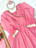 Tabby organza Silk with Original Mirror Hand Work with gotta Patti lace Salwar Kameez
