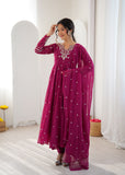 New Designer Faux Georgette With Embroidery Work Gown And Dupatta Set