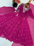 New Designer Faux Georgette With Embroidery Work Gown And Dupatta Set