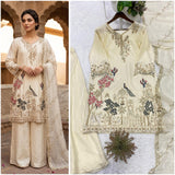 DESIGNER BEADS WITH SEQUENCE EMBROIDERY WORKED TOP PLAZZO SUIT WITH DUPATTA