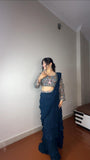 Super Hit Georgette Ruffle Ready To Wear Saree With Readymade Blouse