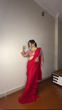 Super Hit Georgette Ruffle Ready To Wear Saree With Readymade Blouse