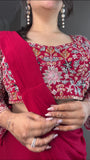 Super Hit Georgette Ruffle Ready To Wear Saree With Readymade Blouse