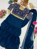 Super Hit Georgette Ruffle Ready To Wear Saree With Readymade Blouse