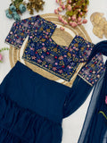 Super Hit Georgette Ruffle Ready To Wear Saree With Readymade Blouse