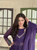 New Designer Faux Georgette With Embroidery Work Anarkali Gown And Dupatta Set