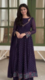 New Designer Faux Georgette With Embroidery Work Anarkali Gown And Dupatta Set