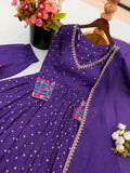 New Designer Faux Georgette With Embroidery Work Anarkali Gown And Dupatta Set