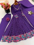 New Designer Faux Georgette With Embroidery Work Anarkali Gown And Dupatta Set