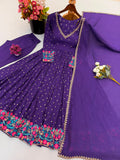 New Designer Faux Georgette With Embroidery Work Anarkali Gown And Dupatta Set
