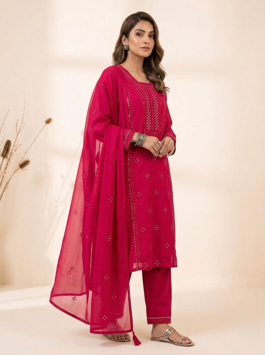 DESIGNER SEQUENCE EMBROIDERED WORKED TOP PANT WITH DUPATTA