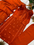 DESIGNER SEQUENCE EMBROIDERED WORKED TOP PANT WITH DUPATTA