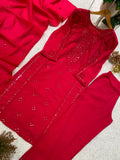 DESIGNER SEQUENCE EMBROIDERED WORKED TOP PANT WITH DUPATTA