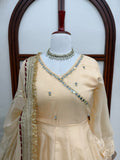 Tabby organza Silk with Original Mirror Hand Work with gotta Patti lace Salwar Kameez