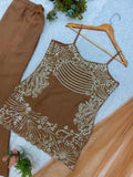 BEAUTIFUL TOP PLAZZO AND BELT DUPATTA WITH SEQUENCE EMBROIDERED AND JARKAN WORKED