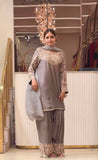 New Designer Party Wear Look Pure Chinon Silk Top & Farshi Palazzo With Dupatta set