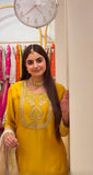 New Chinnon Silk With Heavy Embroidery Sequence Work Top-Plazo And Dupatta Set