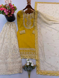 New Chinnon Silk With Heavy Embroidery Sequence Work Top-Plazo And Dupatta Set