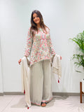 DESIGNER THREE PIECE TOP AND PLAZZO WITH DUPATTA IN SEQUENCE EMBROIDERY WORK