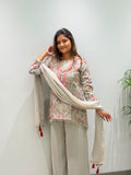 DESIGNER THREE PIECE TOP AND PLAZZO WITH DUPATTA IN SEQUENCE EMBROIDERY WORK