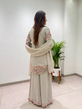 DESIGNER THREE PIECE TOP AND PLAZZO WITH DUPATTA IN SEQUENCE EMBROIDERY WORK