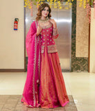 Simmer Silk with Embroidery Sequence and Moti Top Lehenga Dupatta Set
