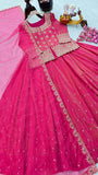 Simmer Silk with Embroidery Sequence and Moti Top Lehenga Dupatta Set