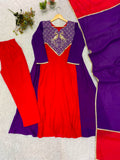 FESTIVAL SEASON WEAR BEAUTIFUL KURTI PANT AND DUPATTA WITH CORDING WITH SEQUENCE EMBROIDERY