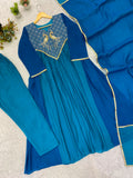 FESTIVAL SEASON WEAR BEAUTIFUL KURTI PANT AND DUPATTA WITH CORDING WITH SEQUENCE EMBROIDERY