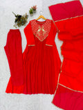 FESTIVAL SEASON WEAR BEAUTIFUL KURTI PANT AND DUPATTA WITH CORDING WITH SEQUENCE EMBROIDERY