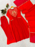 FESTIVAL SEASON WEAR BEAUTIFUL KURTI PANT AND DUPATTA WITH CORDING WITH SEQUENCE EMBROIDERY