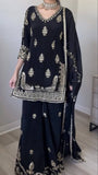 New Designer Party Wear Look  Heavy Chinon Silk Material Top Plazzo Pent and Dupatta