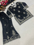 New Designer Party Wear Look  Heavy Chinon Silk Material Top Plazzo Pent and Dupatta