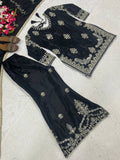 New Designer Party Wear Look  Heavy Chinon Silk Material Top Plazzo Pent and Dupatta