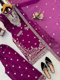 Jmc silk with Tread Work & Soft Micro Cotton Lining Beautiful Salwar Kameez