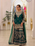 New Designer Party Wear Look Heavy Faux Georgette Top Plazzo & Dupatta Set