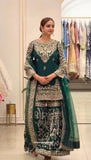 New Designer Party Wear Look Heavy Faux Georgette Top Plazzo & Dupatta Set