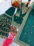 New Designer Party Wear Look Heavy Faux Georgette Top Plazzo & Dupatta Set
