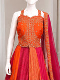 Chinon silk Lehenga with Embroidery Sequins multi thread Work Lehenga Choli
