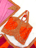 Chinon silk Lehenga with Embroidery Sequins multi thread Work Lehenga Choli
