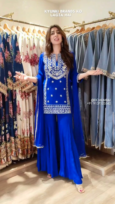 Faux Georgette with Soft Micro cotton Lining & Intricate Thread work Salwar Kameez