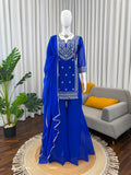 Faux Georgette with Soft Micro cotton Lining & Intricate Thread work Salwar Kameez