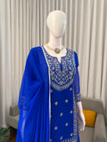 Faux Georgette with Soft Micro cotton Lining & Intricate Thread work Salwar Kameez