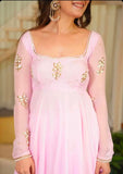 Pure Fox Georgette With Embroidery 5mm Sequences Work Pink Salwar Kameez
