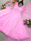 Pure Fox Georgette With Embroidery 5mm Sequences Work Pink Salwar Kameez