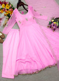 Pure Fox Georgette With Embroidery 5mm Sequences Work Pink Salwar Kameez