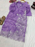 Organza with Digital print with thread with real mirror and Cutwork with Balloon sleeve Salwar Kameez