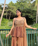 EXCLUSIVE AND TRENDY FOR WEDDING SEASON SEQUENCE EMBROIDERED TOP PLAZZO AND DUPATTA